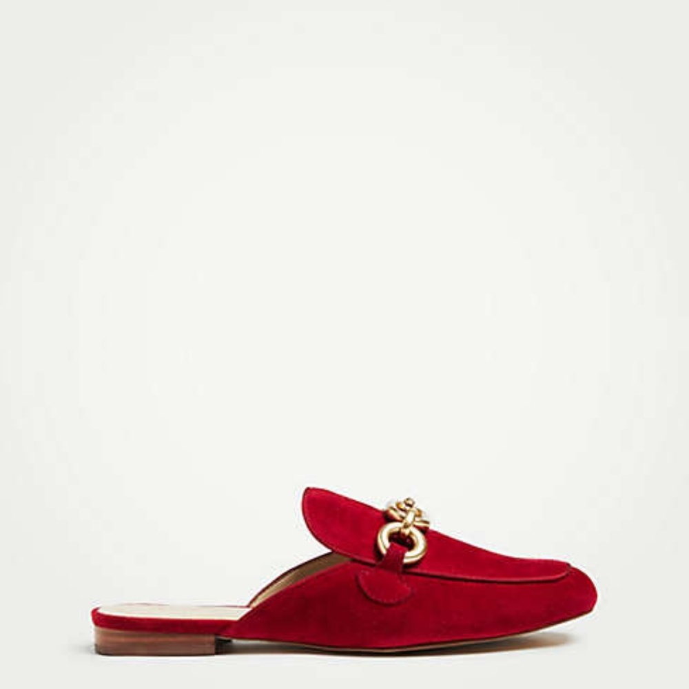 Ann Taylor Camilla Suede Chained Loafer Slides